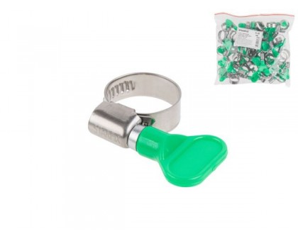 Хомут червячный с ключом "бабочка" 12-20 мм, нерж.сталь W2 (50 шт в пакете) STARFIX