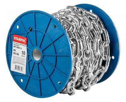 Цепь сварная короткозвенная, оцинк. М8 DIN 766 (бухта 10 м) STARFIX