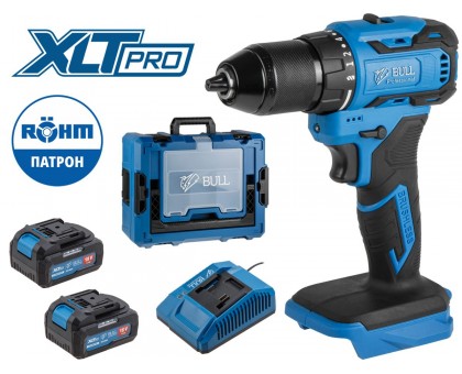 Аккум. дрель-шуруповерт BULL SR 1804 R-series Xcase XLTpro БЕСЩЕТ., Импульс., 18 В, 50 Н*м, 2х4 А*ч