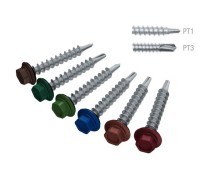 Саморез кровельный 4.8х29 мм цинк, шайба с прокл., PT1, RAL 7024 (200 шт в карт. уп.) STARFIX (по дереву, цвет графитово-серый)