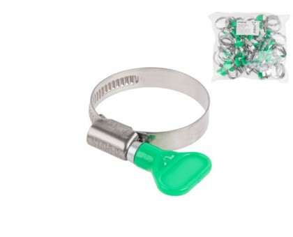 Хомут червячный с ключом "бабочка" 30-45 мм, нерж.сталь W2 (50 шт в пакете) STARFIX