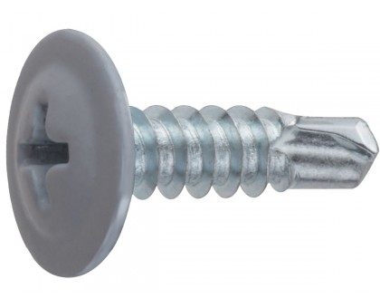 Саморез 4.2х16 мм с прессшайбой, цинк, со сверлом, RAL 7004 (14000 шт в коробе) STARFIX (цвет сигнальный серый)