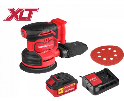 Аккум. эксцентриковая шлифмашина WORTEX COS 1218-1 E в кор. 