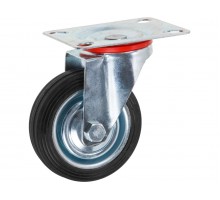 Опора колёсная d-75мм на площадке без фиксатора, резиновая STARFIX