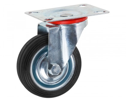 Опора колёсная d-75мм на площадке без фиксатора, резиновая STARFIX