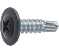Саморез 4.2х16 мм с прессшайбой, цинк, со сверлом, RAL 7024 (14000 шт в коробе) STARFIX (цвет графитово-серый)