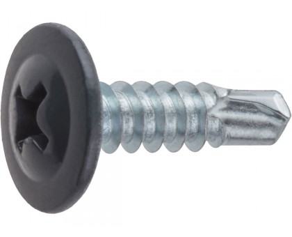 Саморез 4.2х16 мм с прессшайбой, цинк, со сверлом, RAL 7024 (14000 шт в коробе) STARFIX (цвет графитово-серый)