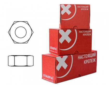 Гайка М16 шестигр., цинк, кл.пр. 6, DIN 934 (40 шт в карт. уп.) STARFIX