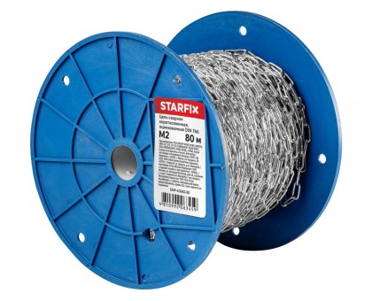 Цепь сварная короткозвенная, оцинк. М2 DIN 766 (бухта 80 м) STARFIX