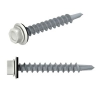 Саморез кровельный 4.8х19 мм цинк, шайба с прокл., PT3, RAL 9003 (250 шт в карт. уп.) STARFIX (по металлу, цвет сигнальный белый)