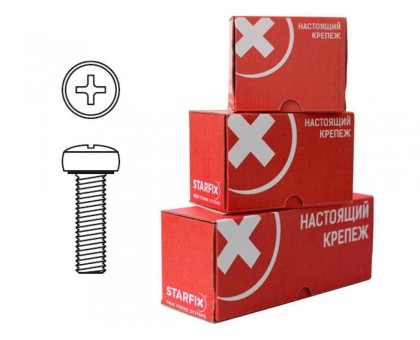 Винт М8х90 мм полусф. головка, цинк, DIN 7985 (30 шт в карт. уп.) STARFIX