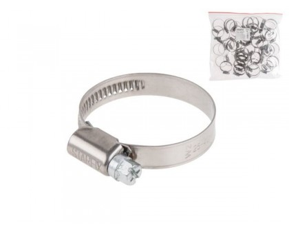 Хомут червячный 40-60 мм, нерж.сталь (W2) (25 шт в пакете) STARFIX