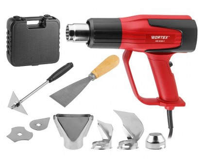 Термовоздуходувка WORTEX HG 6120-1 в чем. + набор сопл 2000 Вт