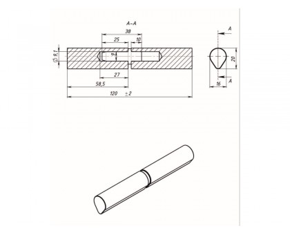 Петля гаражная каплевидная 16х120 б/п STARFIX