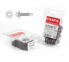 Саморез кровельный 4.8х29 мм цинк, шайба с прокл., PT3 (80 шт в пласт. конт.) STARFIX (по металлу)