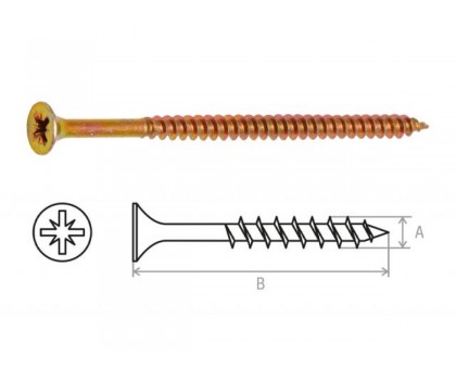 Шуруп универсальный 4.5х80 мм желтый цинк (2000 шт в коробе) STARFIX