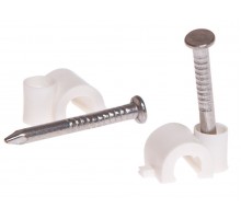 Скоба для крепления круглого кабеля 8 мм белая, с гвоздем (50 шт в зип-локе) STARFIX