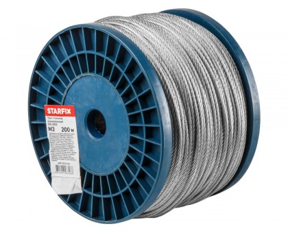 Трос стальной, оцинк. М3 DIN 3055 (бухта 200 м) STARFIX