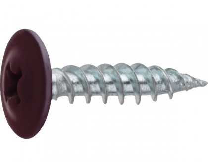 Саморез 4.2х16 мм с прессшайбой, цинк, острый, RAL 3005 (14000 шт в коробе) STARFIX (цвет винно-красный)