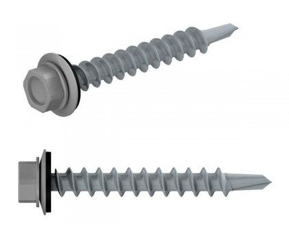 Саморез кровельный 4.8х19 мм цинк, шайба с прокл., PT3, RAL 7004 (250 шт в карт. уп.) STARFIX (по металлу, цвет сигнальный серый)