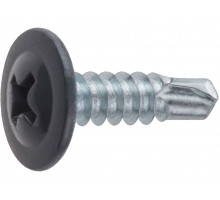 Саморез 4.2х19 мм с прессшайбой, цинк, со сверлом, RAL 7024 (12000 шт в коробе) STARFIX (цвет графитово-серый)