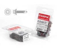 Саморез кровельный 5.5х51 мм цинк, шайба с прокл., PT3 (40 шт в пласт. конт.) STARFIX (по металлу)