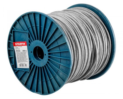 Трос стальной в ПВХ М4(3) DIN 3055 (бухта 200 м) STARFIX