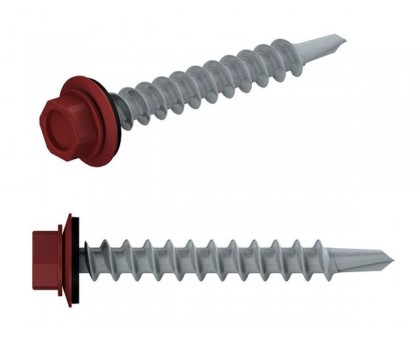 Саморез кровельный 5.5х19 мм цинк, шайба с прокл., PT3, RAL 3011 (5000 шт в коробе) STARFIX (по металлу, цвет коричнево-красный)