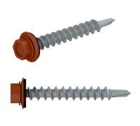 Саморез кровельный 4.8х29 мм цинк, шайба с прокл., PT1, RAL 8004 (200 шт в карт. уп.) STARFIX (по дереву, цвет медно-коричневый)