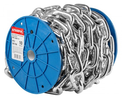 Цепь сварная короткозвенная, оцинк. М12 DIN 766 (бухта 10 м) STARFIX