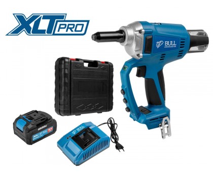 Аккум. заклепочный пистолет BULL CRG 1018 в чем. XLTpro, БЕСЩЕТ., 25 мм, 10000 Н, 1х4 А*ч