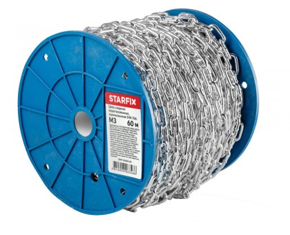 Цепь сварная короткозвенная, оцинк. М3 DIN 766 (бухта 60 м) STARFIX