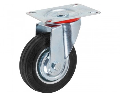 Опора колёсная d-100мм на площадке без фиксатора, резиновая STARFIX