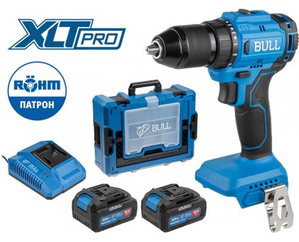 Аккум. дрель-шуруповерт BULL SR 1803 Xcase XLTpro БЕСЩЕТ., 2x4 А*ч, 18 В, 45 Н*м, БЗП 13 мм